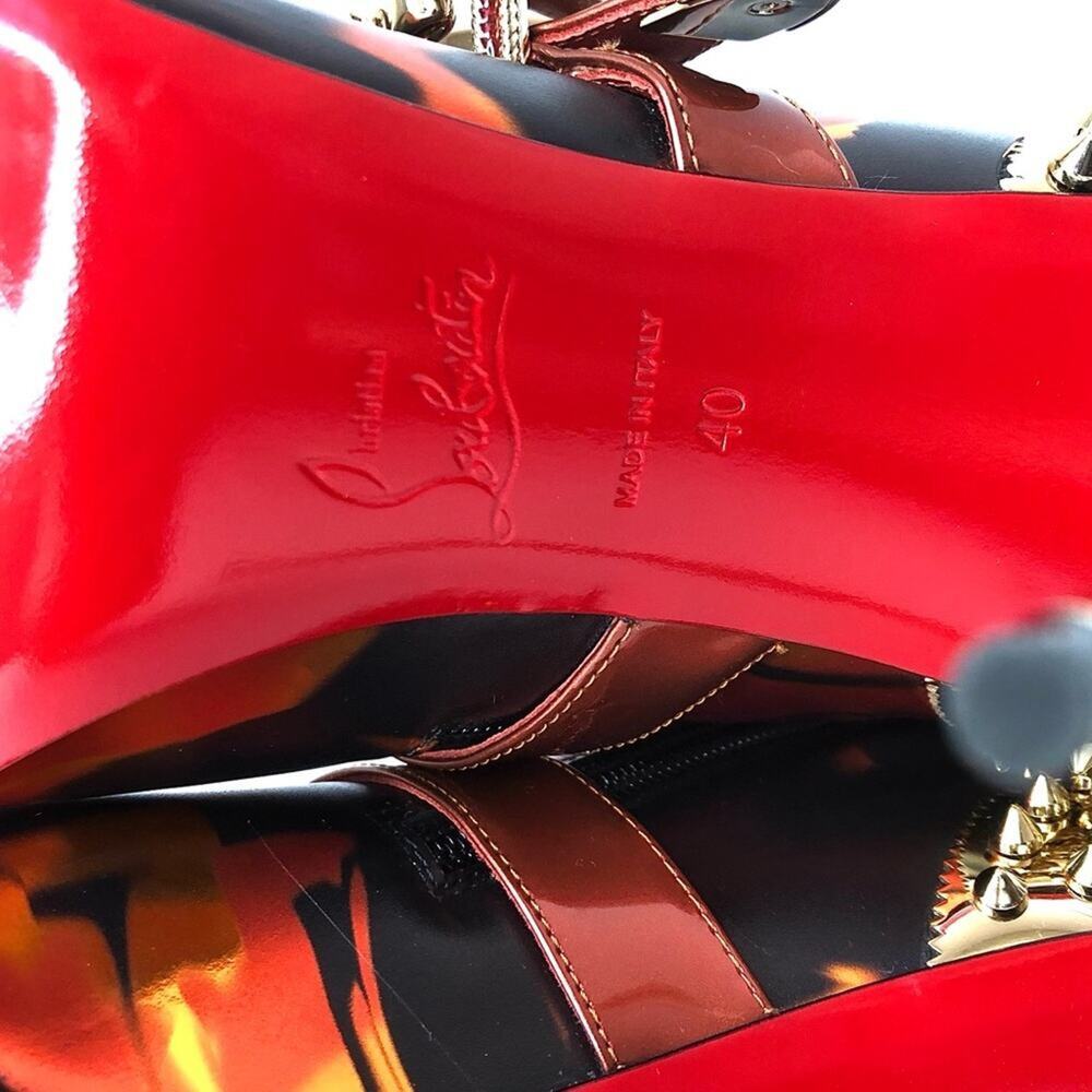 NEW Christian Louboutin Womenphis 100 Spike Logo Buckle Stiletto Heeled Boots 40 - Picture 10 of 11